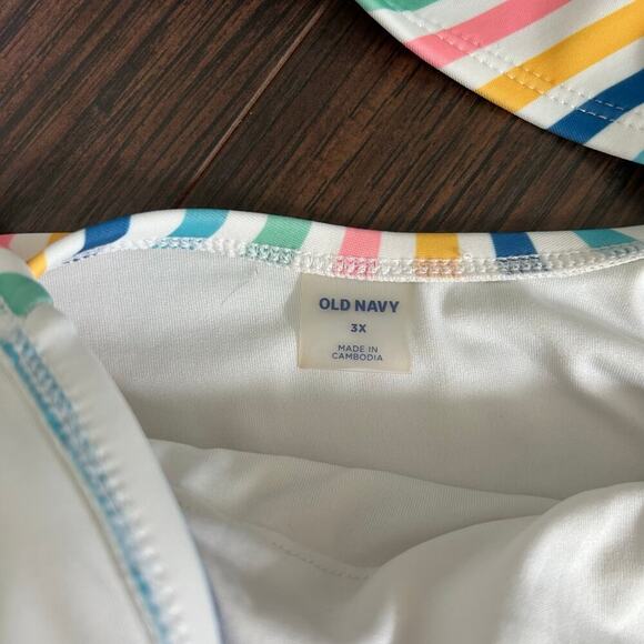 Old Navy Vertical Rainbow Stripes One-Shoulder One-Piece Swimsuit Women’s 3X - Picture 7 of 11